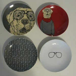 * 2/$15 Lot of 4 Golden Retriever Trinket Dishes New Comical Cartoon Dog Plates